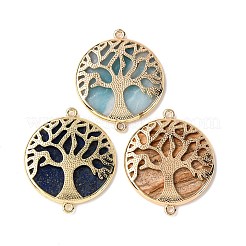 Подвески с плоским круглым разъемом из натуральных смешанных драгоценных камней&nbsp;G-E609-01G