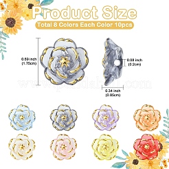 80 шт. 9-х цветные прозрачные акриловые бусины цвета камелии&nbsp;RESI-YW0004-81