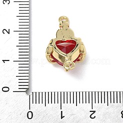 Подвески-соединители в виде священного сердца из латуни со стеклом темно-красного цвета&nbsp;KK-L253-27G