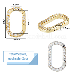 4 шт. 2-х цветные латунные застежки с микропаве из кубического циркония&nbsp;KK-HS0015-11
