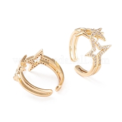 Латунные кольца из манжеты с прозрачным цирконием&nbsp;RJEW-F102-08G