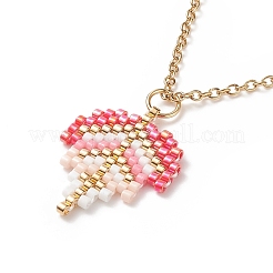 3шт 3 цветных стеклянных семян плетеный лист кулон ожерелье набор&nbsp;NJEW-MZ00009