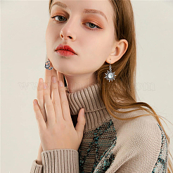 8 комплект 8-х цветных асимметричных серег из стекла в форме солнца и луны&nbsp;EJEW-FI0002-05