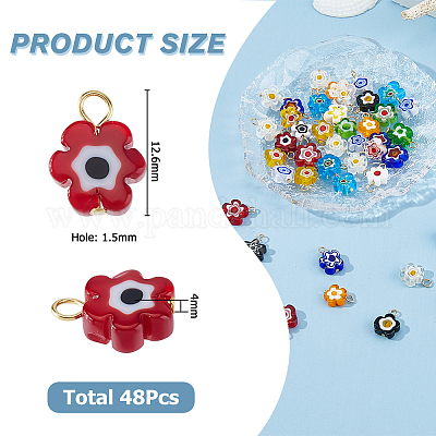 48 шт. подвески из стекла миллефиори ручной работы&nbsp;PALLOY-HS00029-1