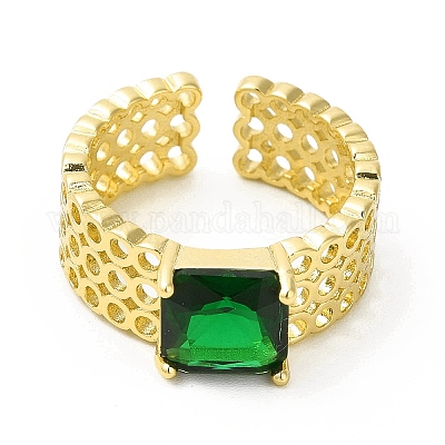 Стеклянная квадратная открытая манжета&nbsp;RJEW-H120-11G-1