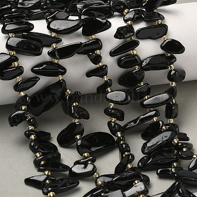 Натуральный черный турмалин бисер нитей&nbsp;G-Z130-A03-02-1