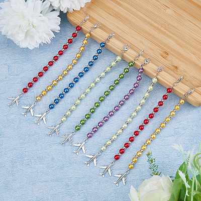 Сменные ползунки на молнии из плоского сплава и АБС-пластика с имитацией жемчуга и бисером&nbsp;HJEW-FH00031-1