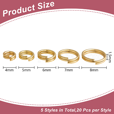 100 шт. латунные разрезные кольца&nbsp;FIND-HY0005-04B-1