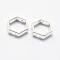 Long-Lasting Plated Alloy Bead Frame, Hexagon, 925 Sterling Silver Plated, Silver, 8.5x8.5x3mm, Hole: 1mm