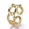 Brass Cuff Rings, Open Rings, Curb Chain Shape, Real 18K Gold Plated, Size 7, Inner Diameter: 17mm