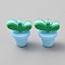 Leaf Pot Food Grade Eco-Friendly Silicone Beads, Light Sky Blue, 30x26x20mm, Hole: 2mm