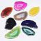 Natural Agate Pendants, Dyed, Nuggets, Mixed Color, 60~85x35~55x5mm, Hole: 2mm