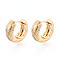 Brass Twist Hoop Earrings, Real 18K Gold Plated, 13x14.5x6mm