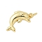 Brass Pendants, Dolphin Charms, Rack Plating, Cadmium Free & Lead Free, Long-Lasting Plated, with Jump Ring, Real 18K Gold Plated, 17x9.5x3mm, Hole: 2.5mm