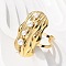 304 Stainless Steel Cuff Rings for Women, with Pearl, Rael Gold 18K Planted, Nuggets, 31.5x17.5mm, Inner Diameter: 19mm