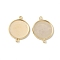 Flat Round Brass Connector Cabochon Settings, Rack Plating Round Blank Bezel Trays, Long-Lasting Plated, Lead Free & Cadmium Free, Real 24K Gold Plated, Tray: 16mm, 23x18x2mm, Hole: 1.4mm