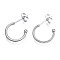 Non-Tarnish 316 Surgical Stainless Steel Stud Earrings, Half Hoop Earrings, Ring, Stainless Steel Color, 15x2.5mm, Pin: 0.8mm