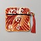 Square Cloth Jewelry Packing Pouches Drawstring Bags with Tassel, Printed Gift Pouches with Zipper, Red, Wave, Others, 12x12x0.3cm