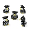 5Pcs Lampwork Beads, Owl, Black, 21x18x17.5mm, Hole: 1.2mm