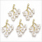 Alloy Pendants, with ABS Plastic, Branch and Leaves, White, Light Gold, 38x27~29x5.5mm, Hole: 2mm