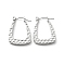 Non-Tarnish 304 Stainless Steel Trapezoid Hoop Earrings for Women, Stainless Steel Color, 23x17x3mm, Pin: 0.8mm