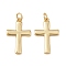 Brass Pendants, Cross, with Jump Rings, Lead Free & Cadmium Free, Long-Lasting Plated, Rack Plating, Real 18K Gold Plated, 22.5x14.5x2mm, Hole: 3.5mm