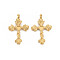 Ion Plating(IP) 304 Stainless Steel Pendant Enamel Settings, Cross, Real 14K Gold Plated, 32x20.5x2.5mm, Hole: 3mm