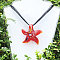 Starfish Millefiori Glass Pendant Silk Ribbon Necklaces, Red, 17.72 inch(45cm)