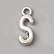 Tibetan Style Alloy Pendants, Alphabet, Letter.S, 16x6x2mm, Hole: 2mm
