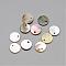 Black Lip Shell Charms, Flat Round, Black, 7~8x1~2mm, Hole: 1mm
