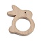 Natural Beech Wooden Baby Teething Toys, Teething Animal Rings for Newborn Toddler Infant, Rabbit, BurlyWood, 83x60x10mm, Hole: 3mm and 35mm