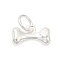 925 Sterling Silver Bone with Paw Print Charms, with Jump Rings and 925 Stamp, Silver, 5.5x10.5x3.5mm, Hole: 3.5mm