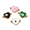 201 Stainless Steel Enamel Connector Charms, Real 24K Gold Plated, Heart Links with Evil Eye, Mixed Color, 18x12.5x2.5mm, Hole: 1.6mm