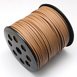 Шнуры из искусственной замши, искусственная замшевая кружева, одна сторона покрытия с искусственной кожи, цвет охры, 2.7x1.4 мм, около 98.42 ярда (90 м) / рулон