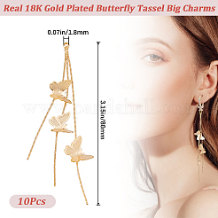 10 шт. латунная подвеска в виде бабочки с кисточкой большая&nbsp;KK-BBC0010-89