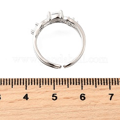 Капля 925 стерлингового серебра кубический цирконий регулируемые манжеты кольца для женщин&nbsp;RJEW-S631-02P