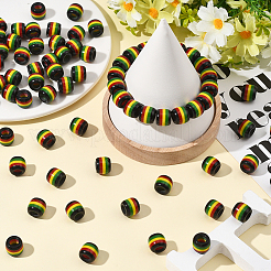 120шт непрозрачные полосатые полимерные европейские бусины&nbsp;RESI-SP0001-56