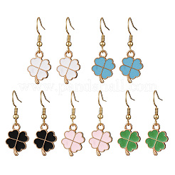 Серьги-подвески из сплава эмали в форме клевера&nbsp;EJEW-JE06600