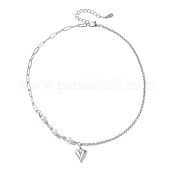 Женские ожерелья-цепочки с подвеской в форме сердца из сплава нержавеющей стали 304 и ракушечного жемчуга&nbsp;NJEW-JN05566