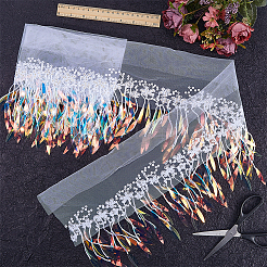 Кружевная лента из полиэстера с кисточками&nbsp;OCOR-WH20006-02C