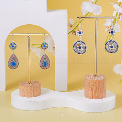 2 пара длинных серег-гвоздиков из сплава в форме цветка и капли&nbsp;EJEW-TA0001-39