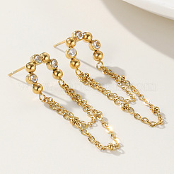 Серьги-гвоздики с кисточками из нержавеющей стали 304 с кристаллами и стразами&nbsp;FS-WGBDD4A-01