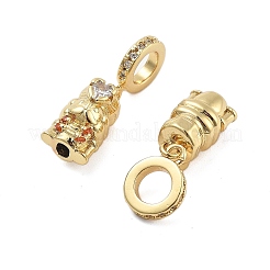 Стойка покрытие латунь оранжевый кубический цирконий европейские подвески-шармы&nbsp;KK-Q006-58G