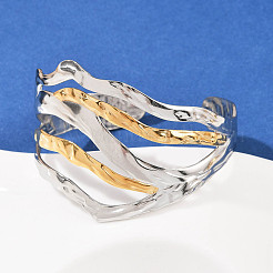 Браслеты-манжеты из нержавеющей стали 304 для женщин&nbsp;BJEW-G757-03GP