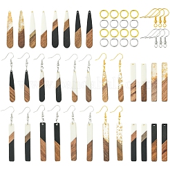 Наборы для самостоятельного изготовления сережек-капель/прямоугольников из смолы и орехового дерева&nbsp;RESI-FS0001-85