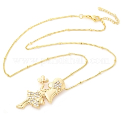 Ожерелья с подвесками из латуни с прозрачным кубическим цирконием&nbsp;LS-NJEW-M084-01G-02