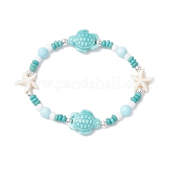 Синтетическая бирюза и фарфор и окрашенные натуральные бусины говлита эластичные браслеты для женщин&nbsp;BJEW-JB11793-03
