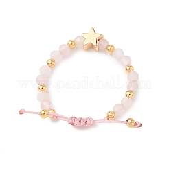 Природного розового кварца кольца&nbsp;RJEW-JR00897-03