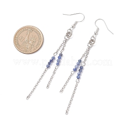 Круглые серьги-подвески из натурального содалита из нержавеющей стали 304&nbsp;EJEW-JE06783-02