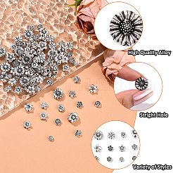 120 шт. 12 стиля тибетских бусин из сплава в форме цветка 3D&nbsp;FIND-YW0009-60